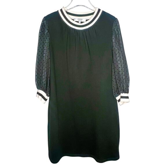 Crosby Mollie Burch Black Sheer Sleeve Shift Mini Dress Size Small - Picture 1 of 7
